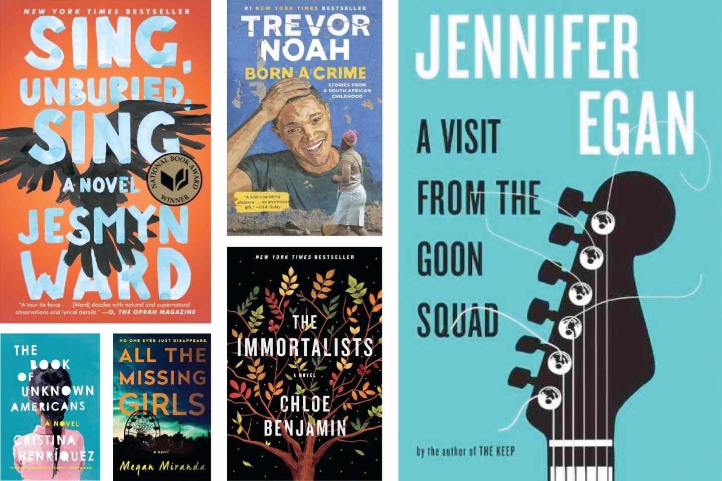 Book group next read with various book covers