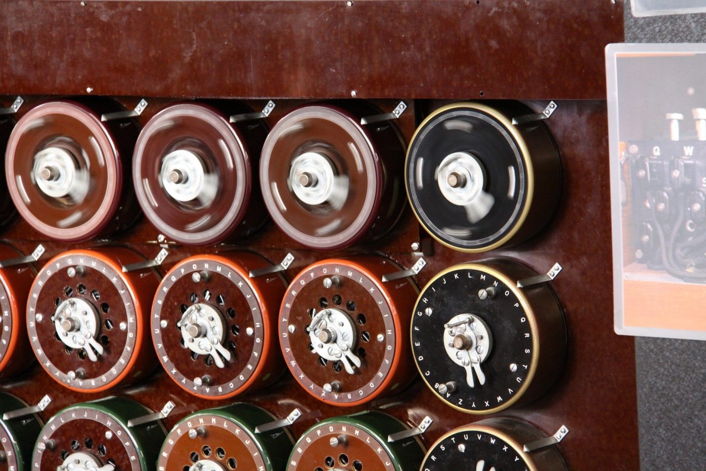 A close-up view of a Bletchley Park Code Breaker.