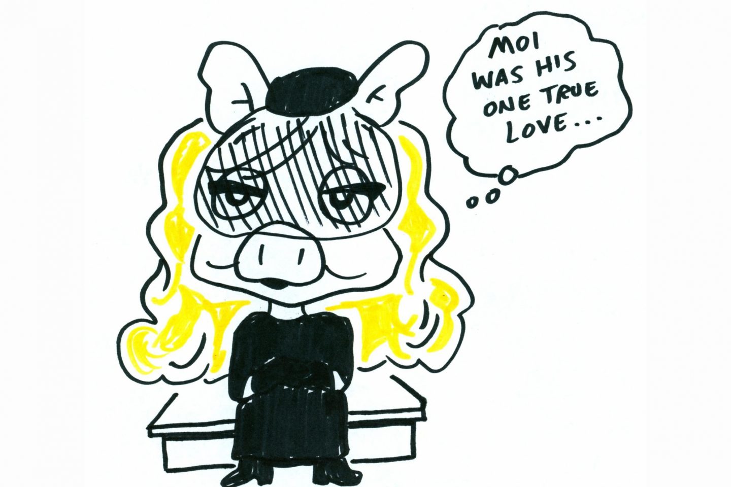 Charles Grodin blog post featured image with an illustration of Ms Piggy thinking "Moi was his one true love."