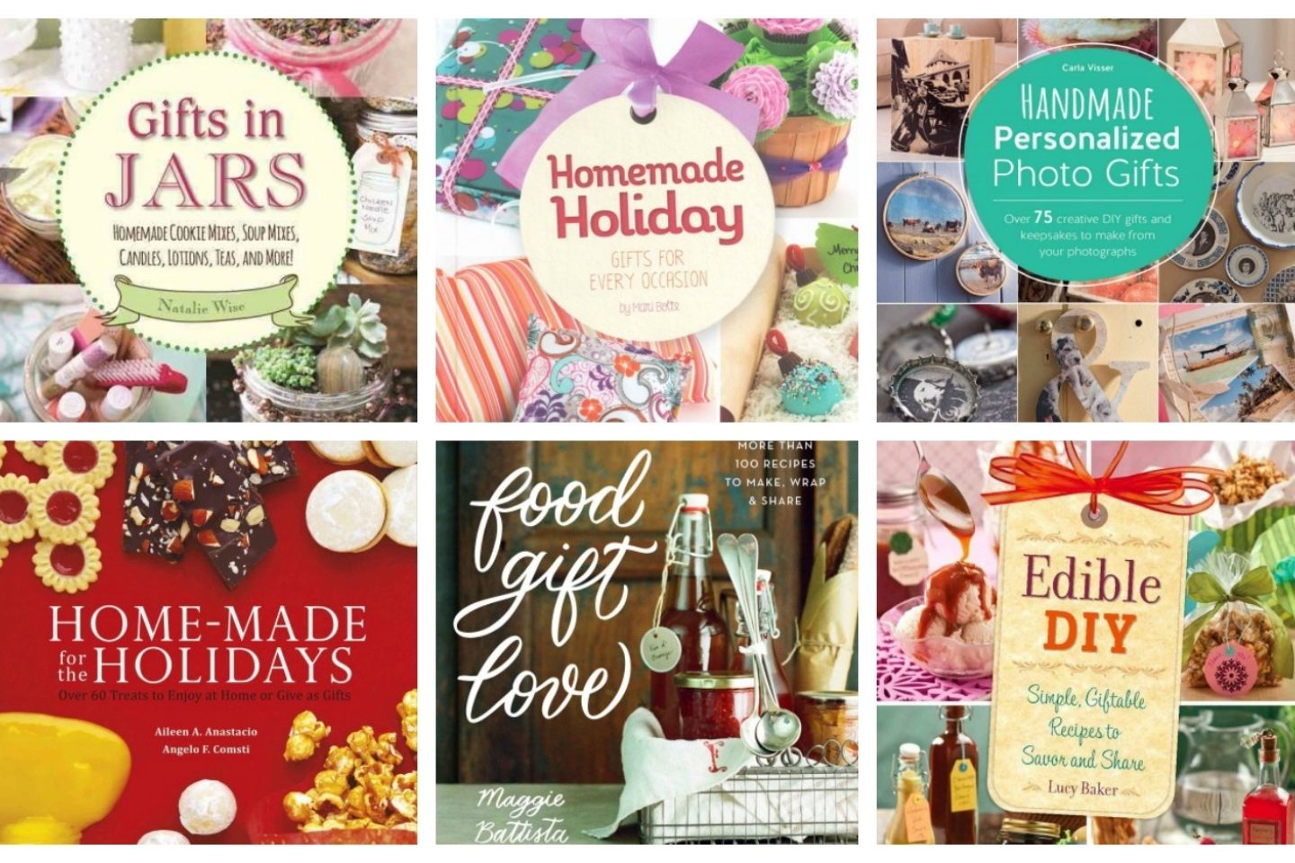 A collage of various DIY holiday craft and gift book covers.