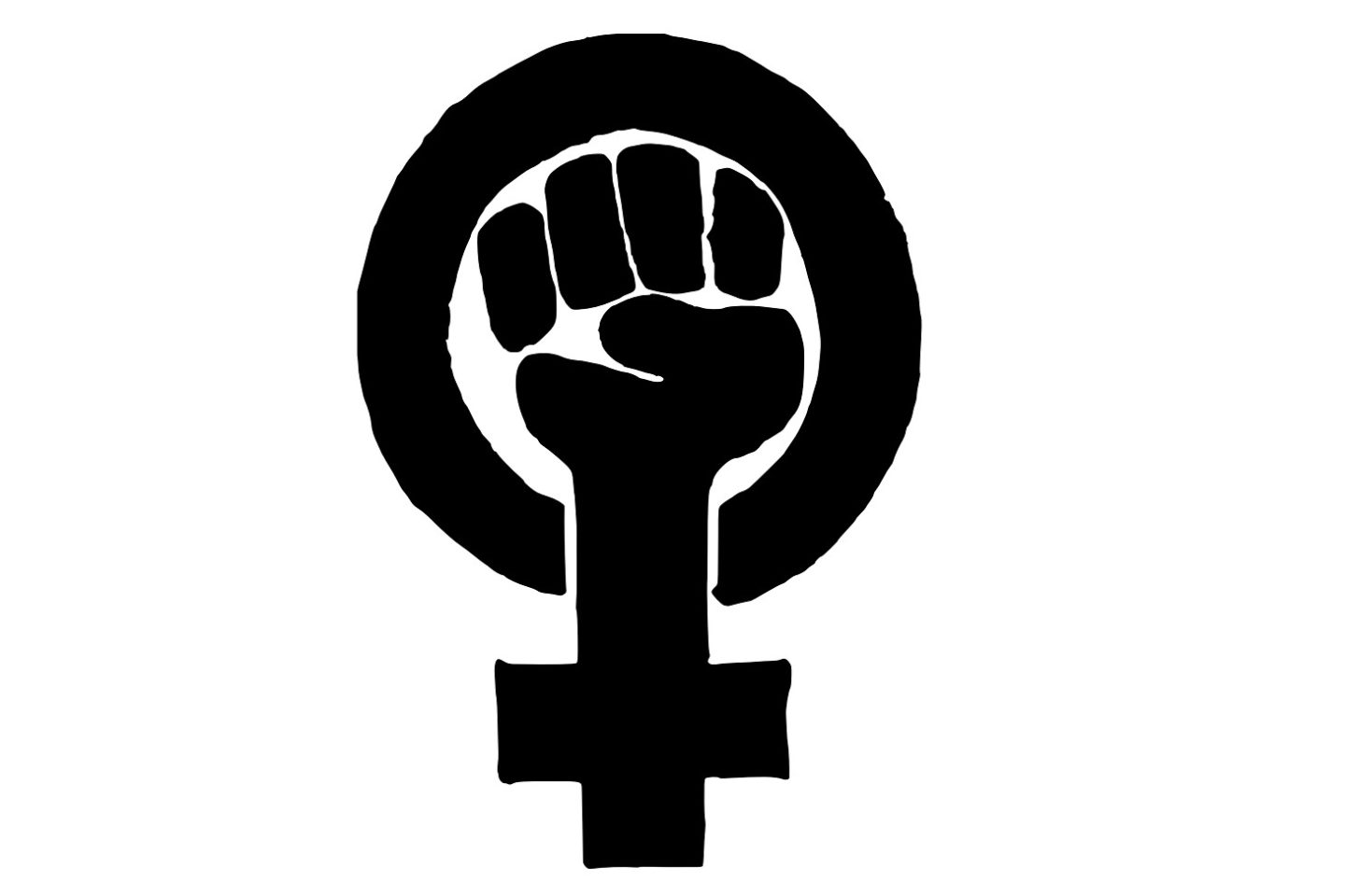 Feminism icon image of a female gender symbol with a closed fist inside its circle.