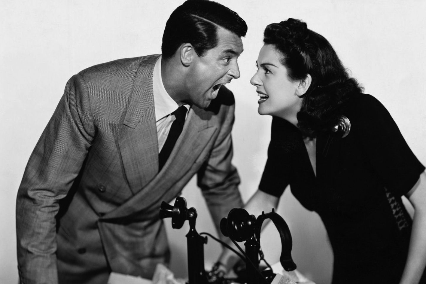 A still from the movie "His Girl Friday" starring Cary Grant and Rosalind Russell.