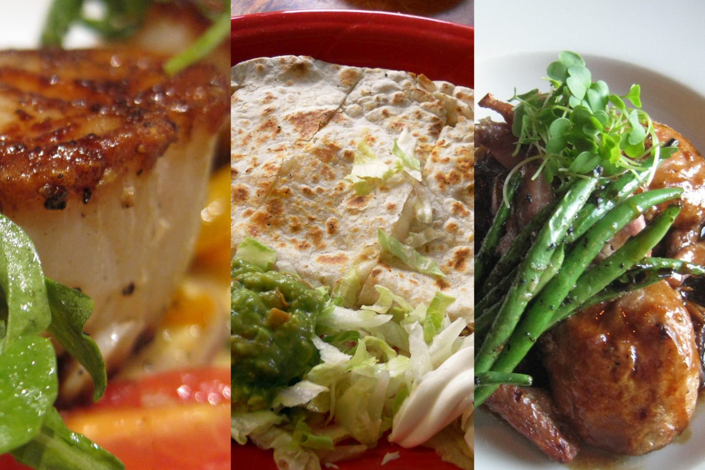 Close-up view of three types of food from local Toledo restaurants.