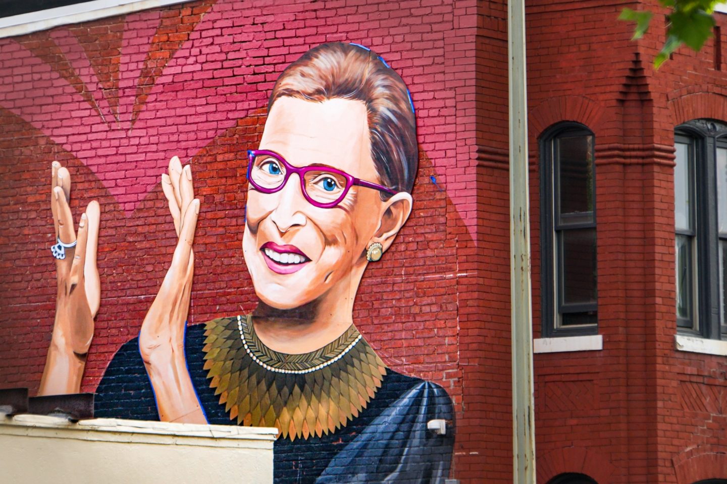 Mural of Supreme Court Justice Ruth Bader Ginsburg on historic U Street in northwest Washington, DC.