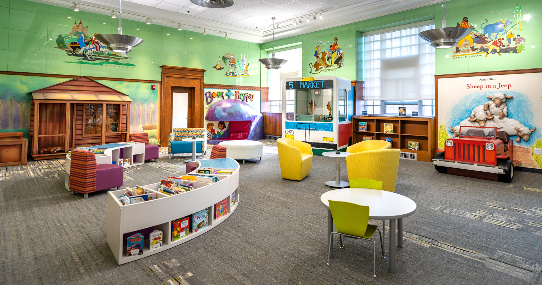 Interior of Children’s Library at Main Library Romance author signing books.