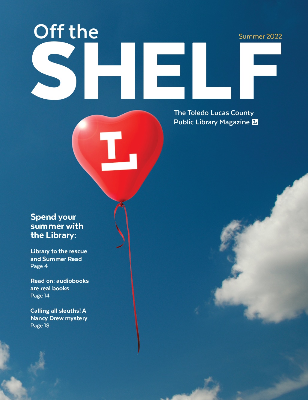 Off the shelf cover of a blue sky with a red TLCPL balloon