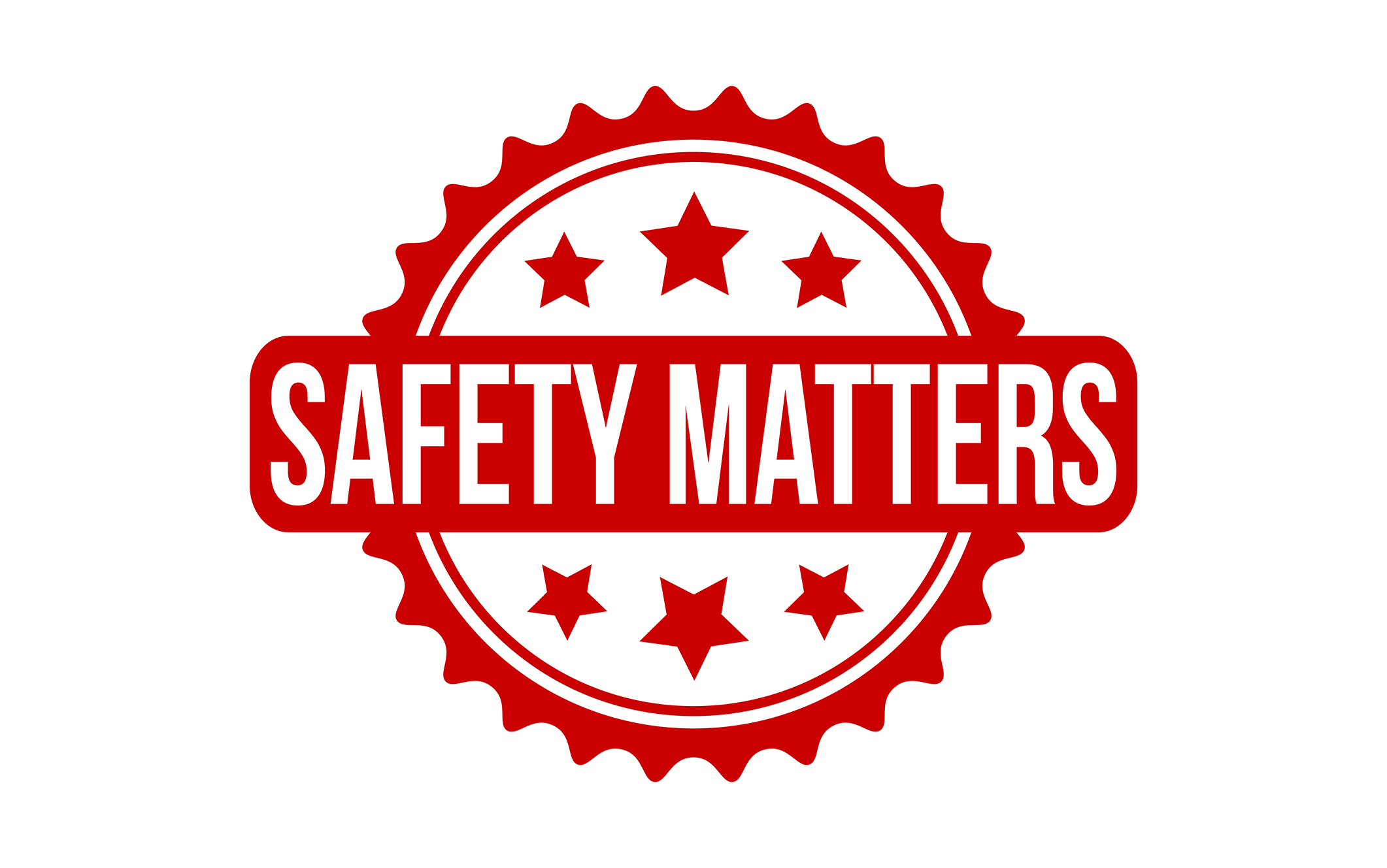 Illustration of a safety matters rubber stamp.