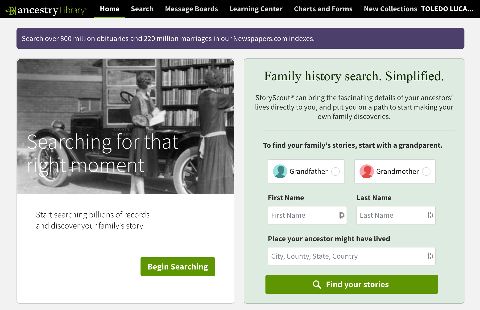 ancestry screen shot