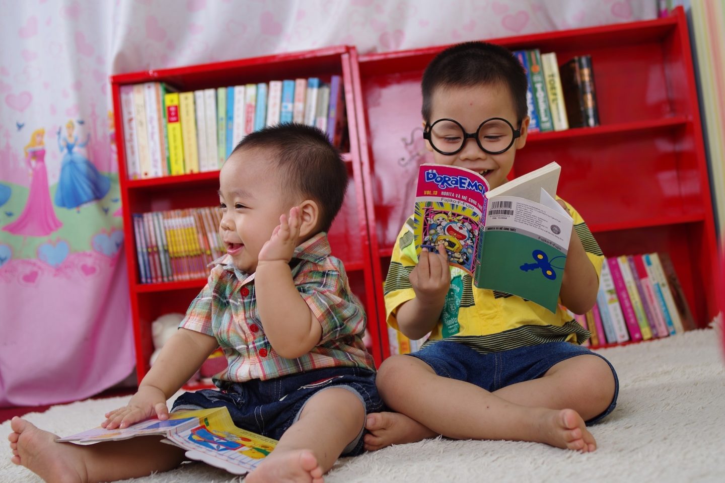 boy baby reading storytime