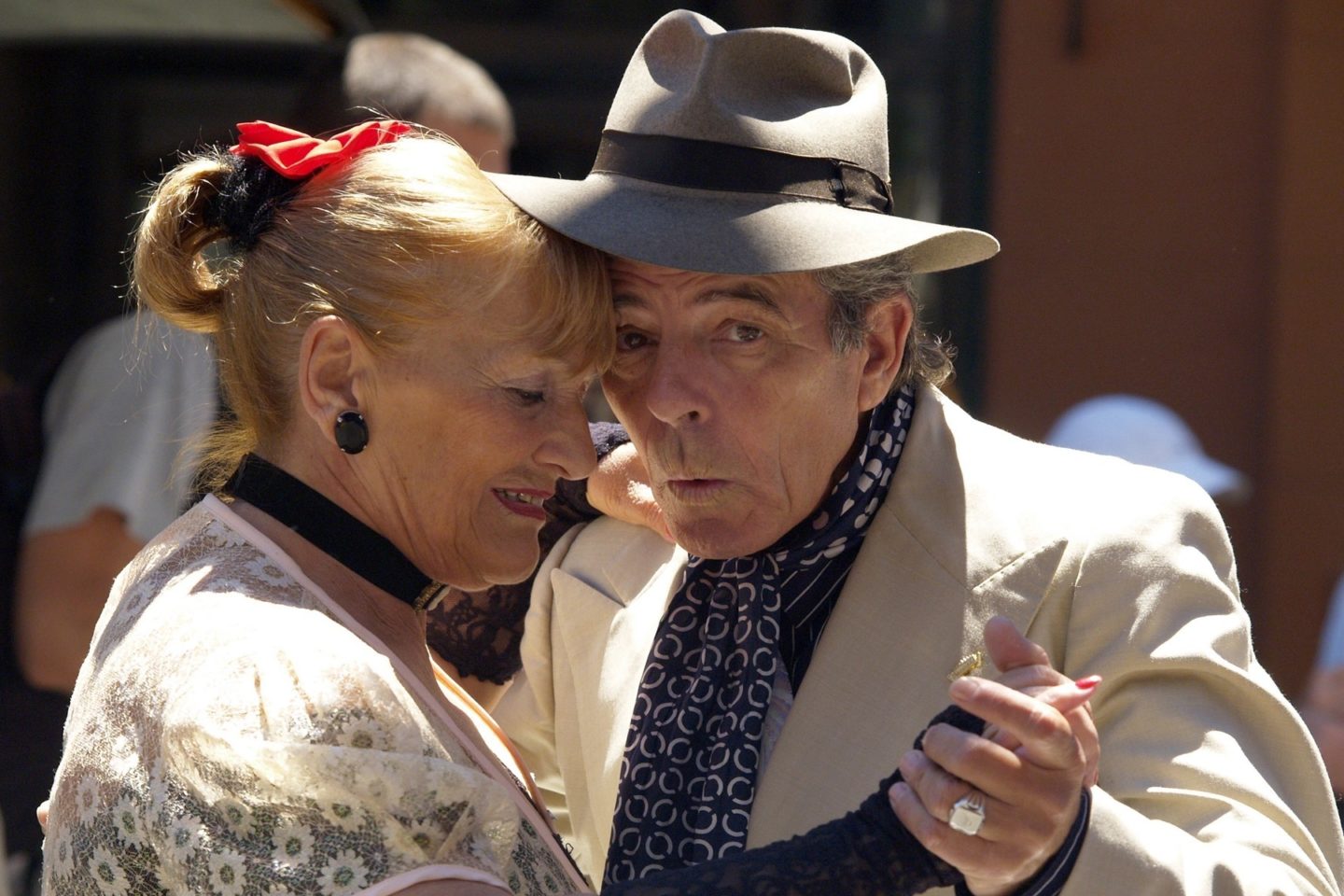 elderly couple dancing