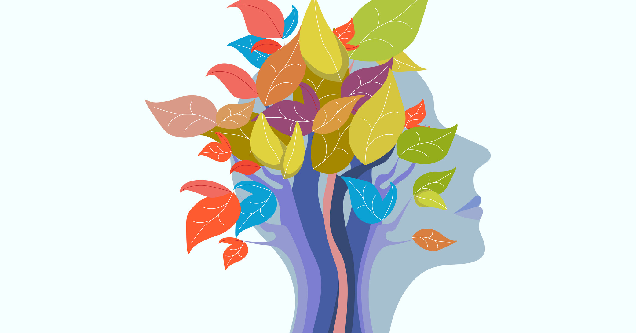 Illustration of the profile of a face with a tree over top of it.