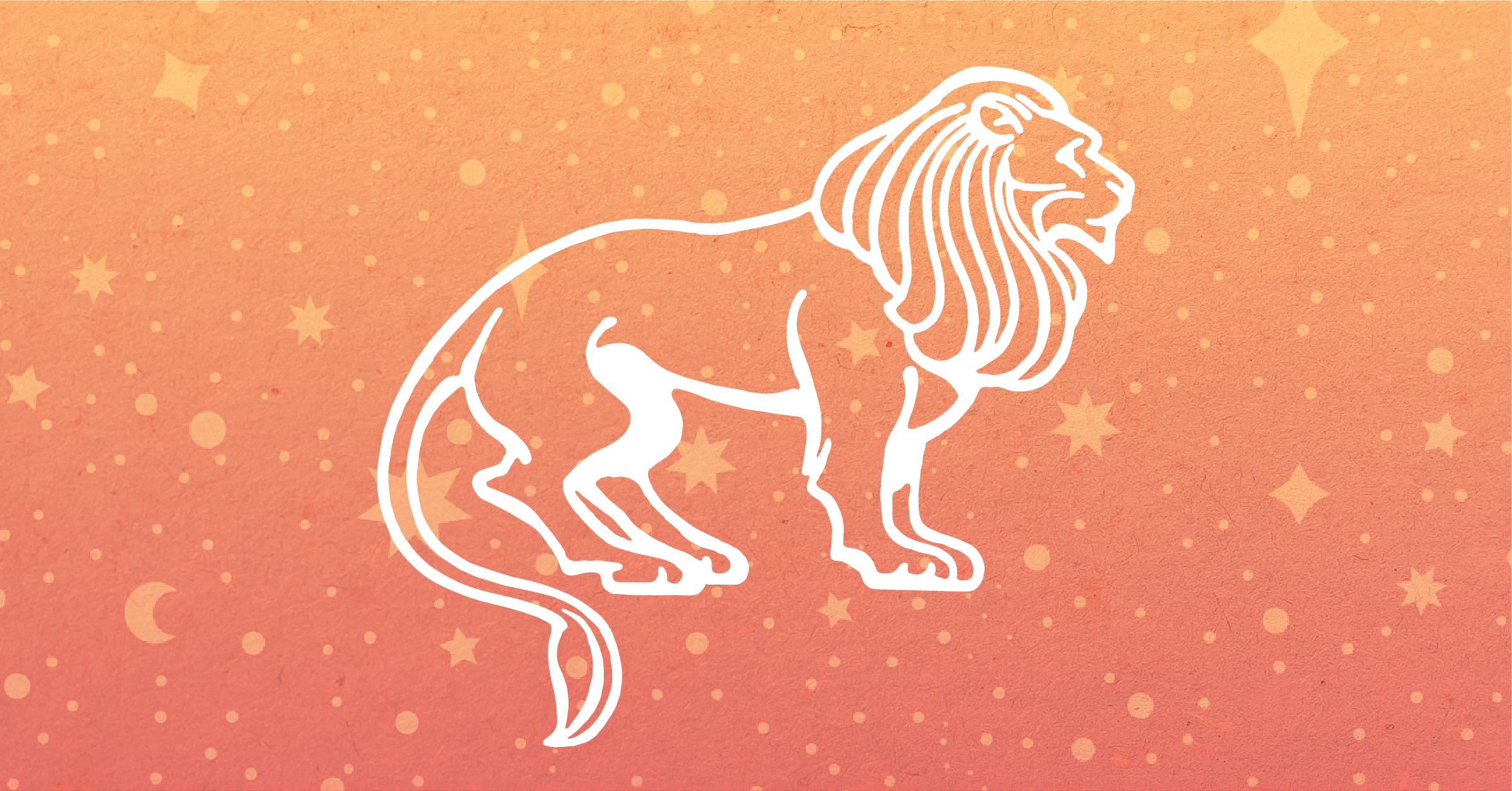 Illustration of a lion against a starry backdrop.